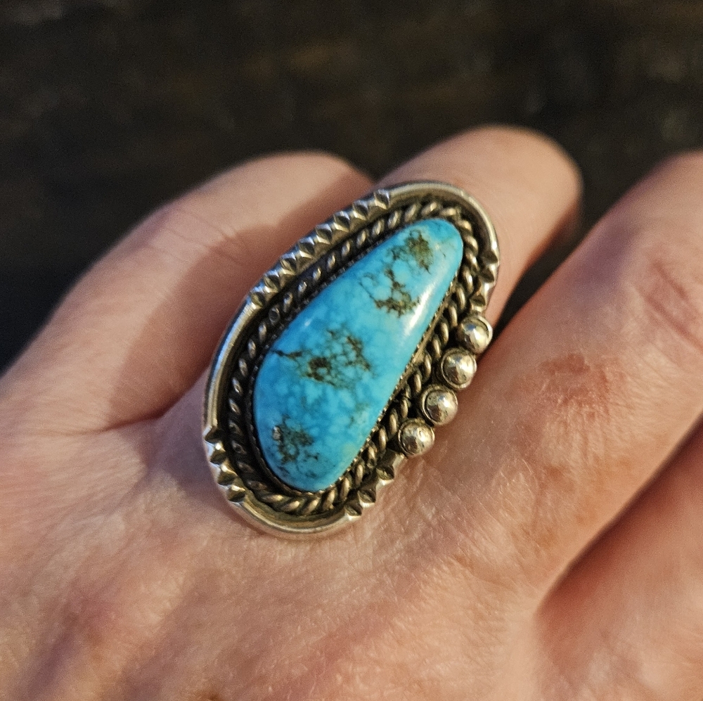 Large Navajo Vintage Turquoise Ring